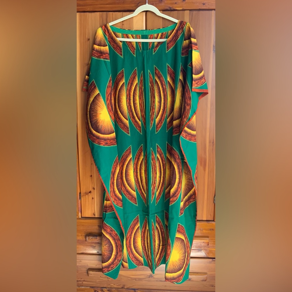 Women Boho Kaftan Kimono Maxi Dress Size Loose Long. Handmade. Cotton. Size M-L